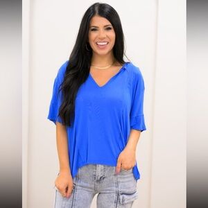 BAR x POL Hooded Pullover Top, Royal Blue